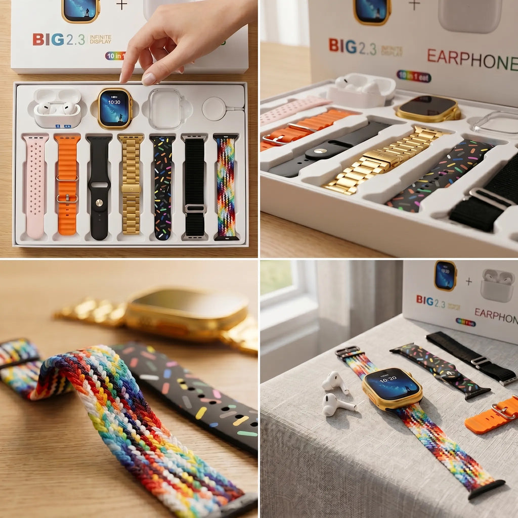 i20 Ultra Max Smartwatch + Earbuds Combo (10-in-1)